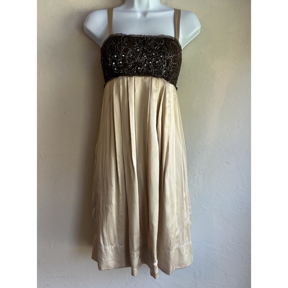Y2K BCBGmaxazria Silk Babydoll Dress 4 Beaded Fairy Grunge Dainty Prom Hoco